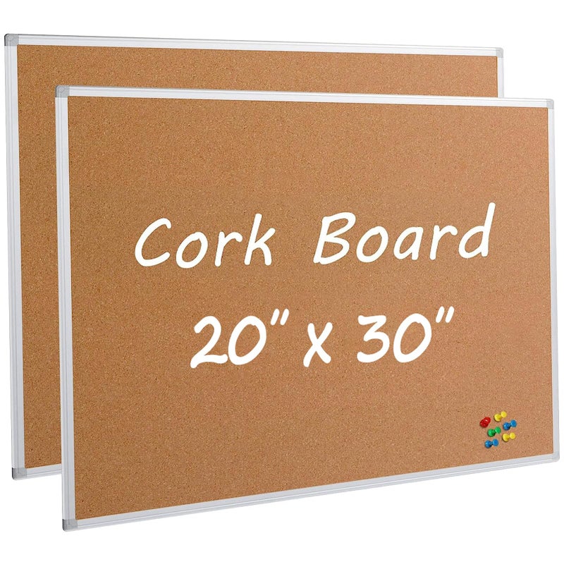 Board2by Cork Board Bulletin Board 24 x 36, Silver Aluminium Framed 2x3 Corkboard, Office Board for Wall Cork, Large Wall Mounted Notice Pin Board - Image 1